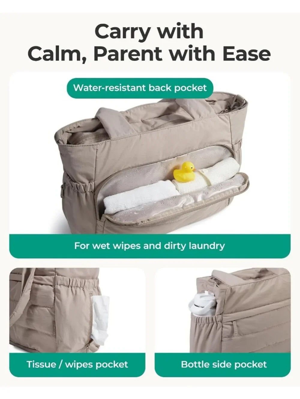 Lightweight Maternity Diaper Bag Tote | Large Capacity Hospital & Travel Bag